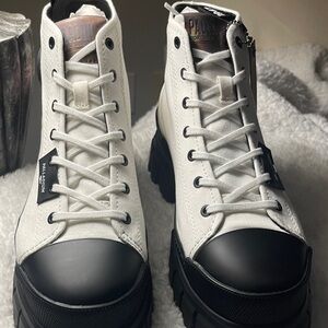 Palladium White and Black High-Top Sneakers